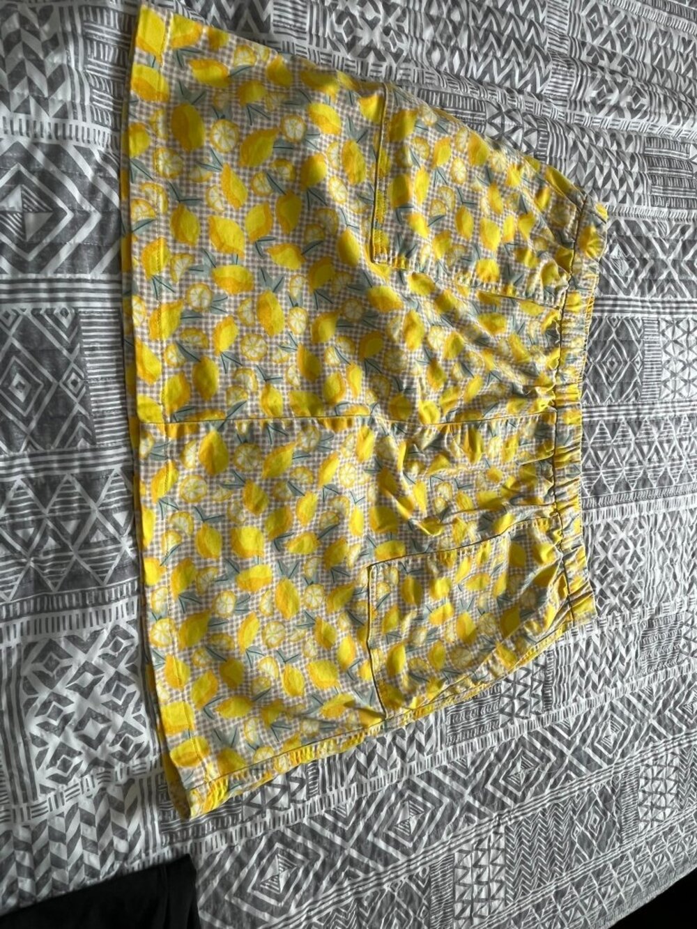 Land's End Lemon Yellow Women's Skort Pockets 20W Cotton, Boho, Picnic